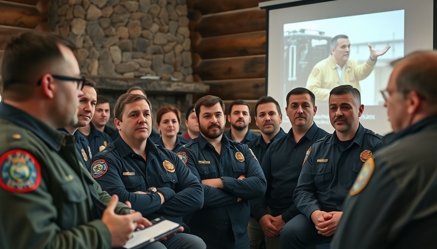 Just Bee Program for First Responders Autism Awareness training session in log cabin.