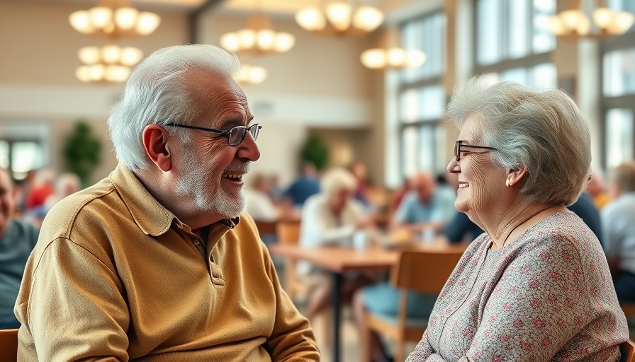 Older adults discussing options in a vibrant Muskegon community center.
