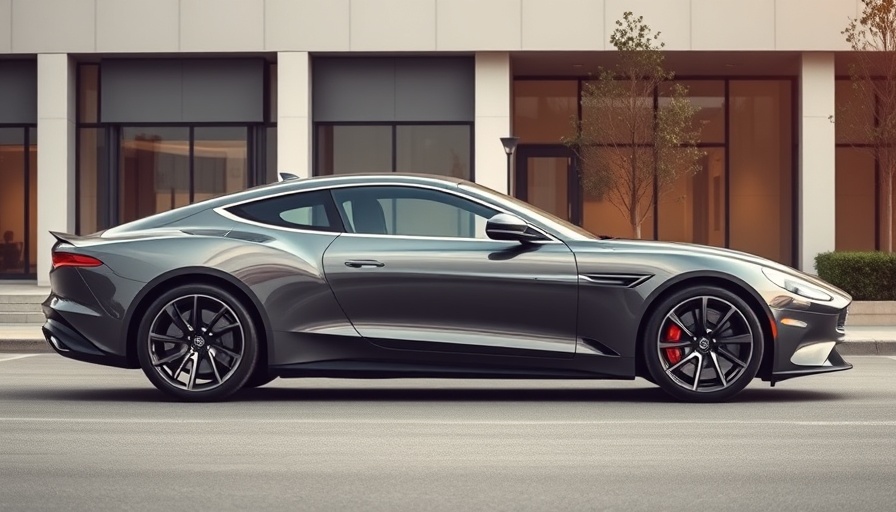 Sleek luxury car in modern architectural setting, Lucid stock future predictions.