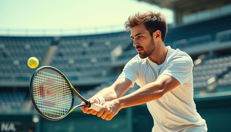 Focused tennis player in action displaying mental edge for seniors.