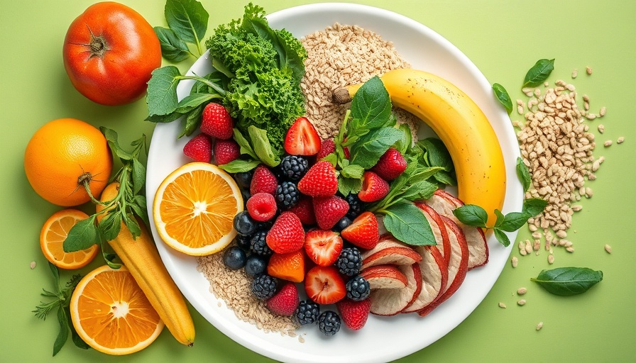 Healthy foods illustrating Mediterranean diet and Alzheimer's risk reduction.