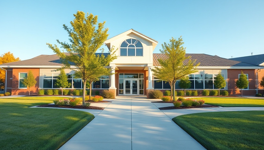 Assisted living and memory care facility with manicured landscape.