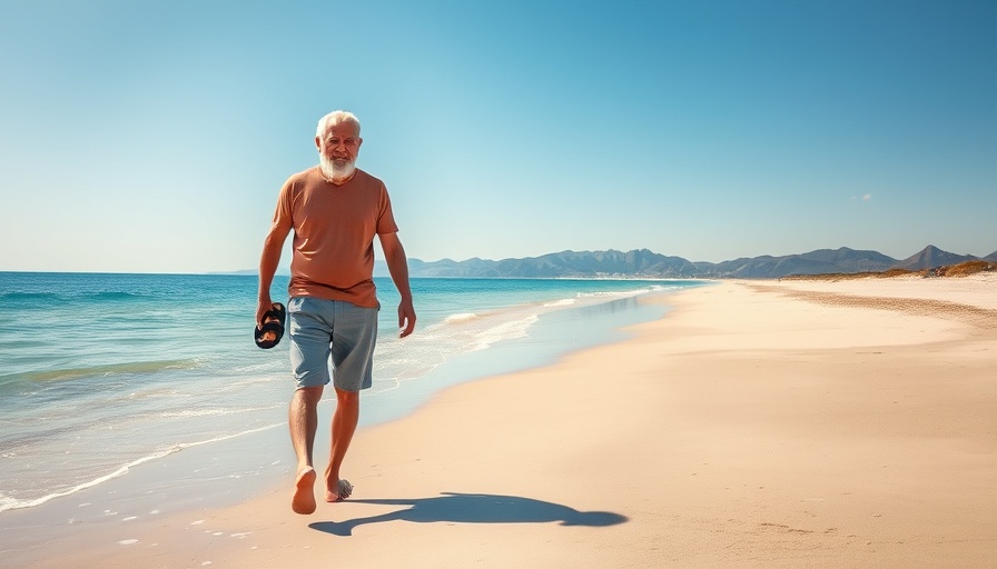 Elderly man enjoying a peaceful walk on the beach, reflecting on retirement investment strategies.