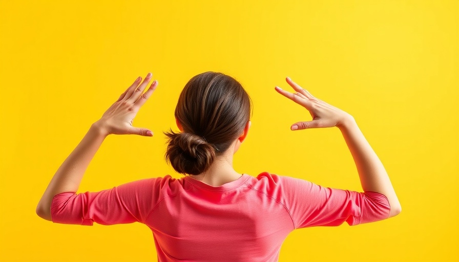 I-Y-T exercise for better posture performed by a woman on a yellow background.