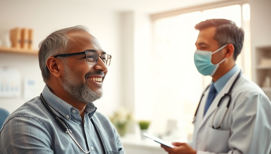 Man having health check-up with doctor, highlighting men's shorter lifespan.