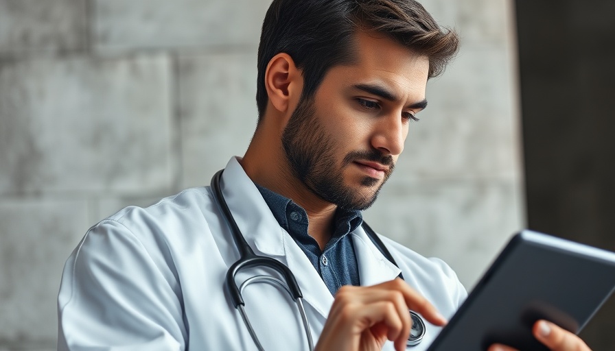 Doctor in Muskegon using digital tablet in alternative health care setting.