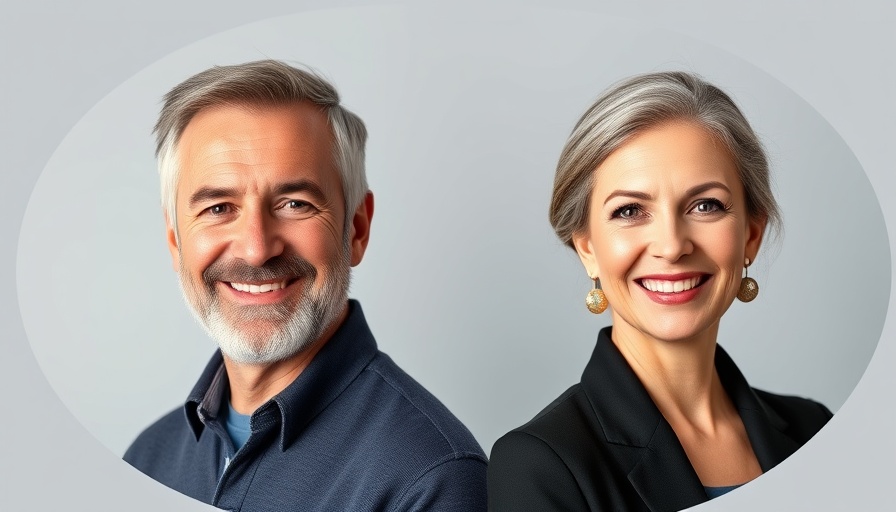 Two professionals smiling in portrait frames
