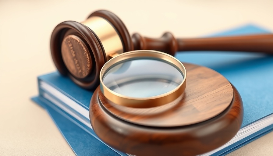 Gavel and magnifying glass on legal files, symbolizing North Carolina senior living regulations scrutiny.
