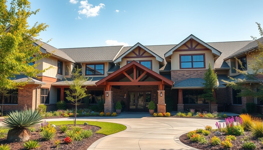 Holland senior living expansion with inviting entrance and gardens.