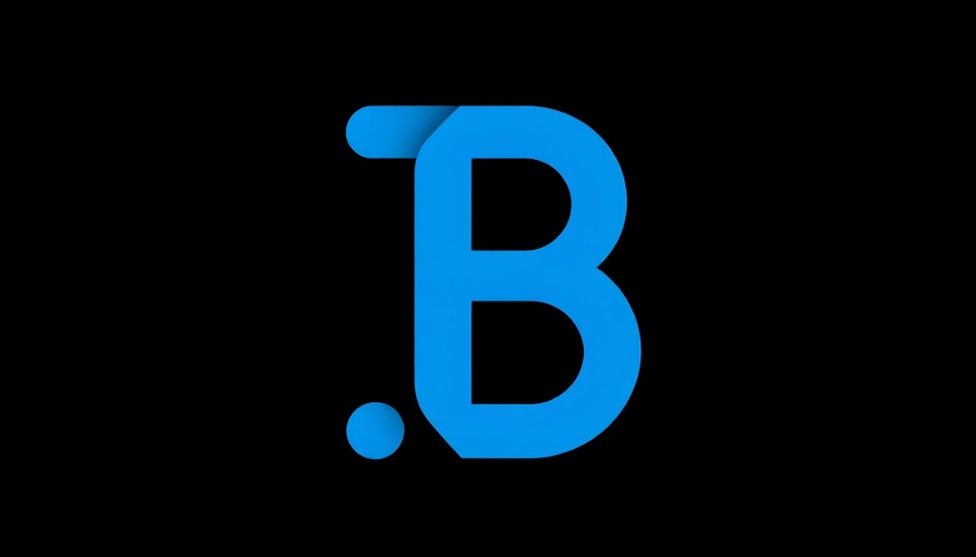 Illustration of a minimalistic blue 'b' logo on a black background.