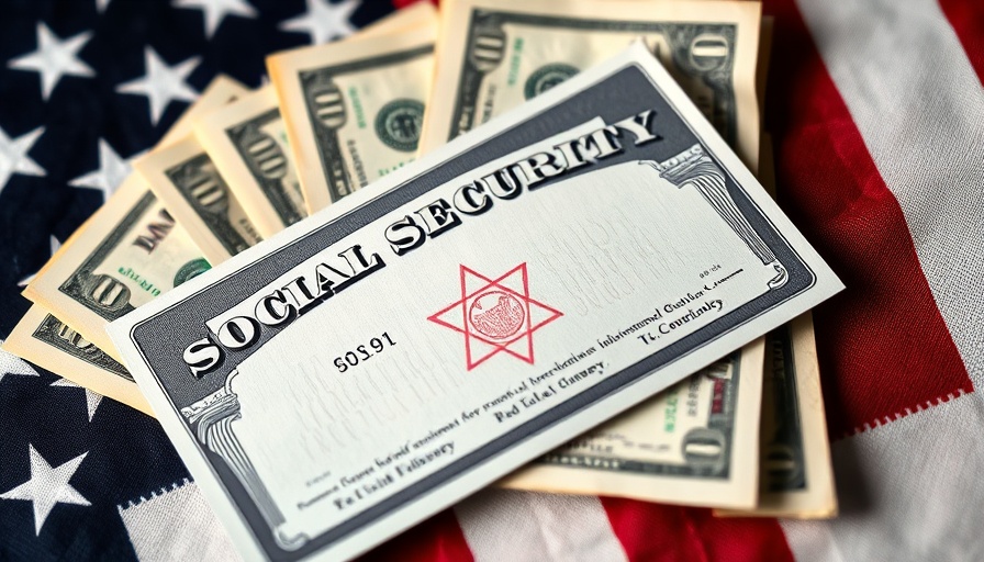 Social Security and dollar bills on flag, indicating financial change.