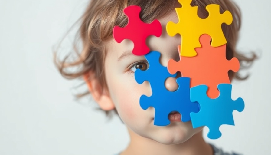 Young child with puzzle pieces symbolizing autism awareness