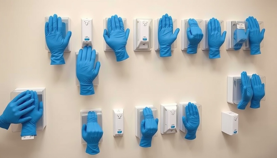 Medical glove dispensers in clinic related to federal government Medicaid policy.
