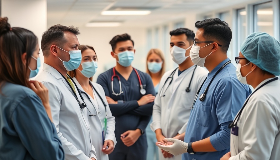 Healthcare professionals discussing in office, related to senior health anxiety.