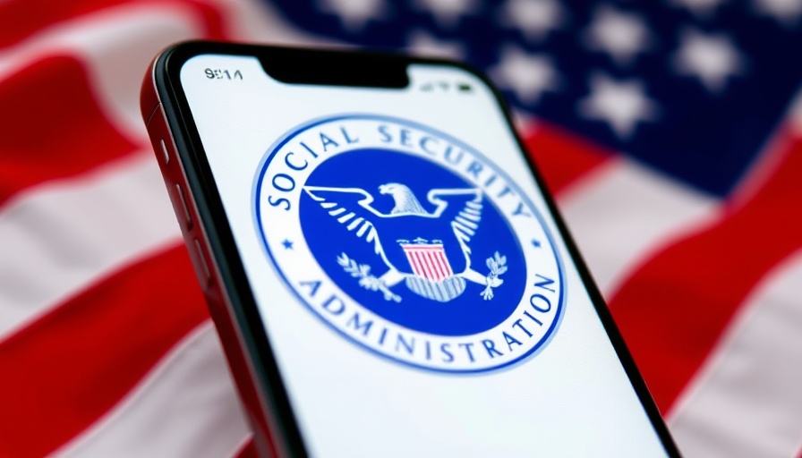 Social Security payment today; phone screen with SSA logo and USA flag in background.