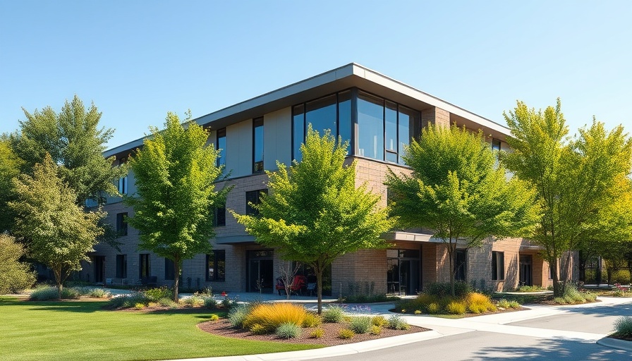 Modern senior living community in Houston with lush surroundings.