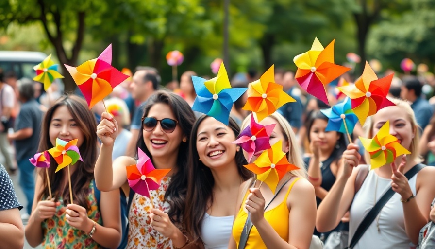 Walk to End Alzheimer's participants with colorful flower pinwheels.
