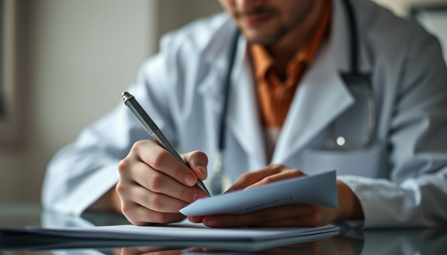 Doctor's hands writing notes representing MA health insurance refunds.