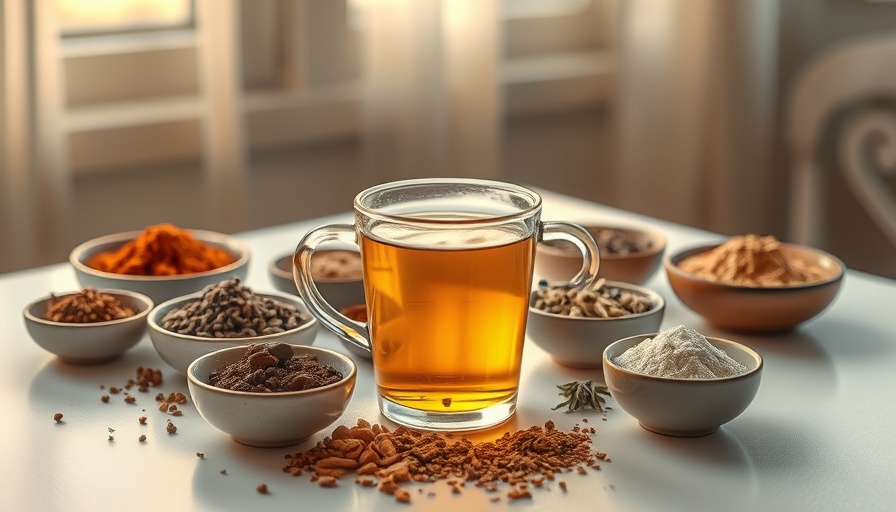 Essiac tea with herbs on a table showcasing health benefits.