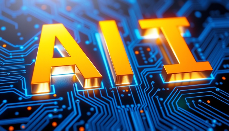Futuristic 'AI' letters on digital circuit board