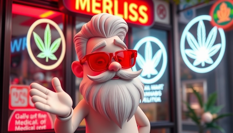 Cartoon figure at cannabis medical store for alternative health care options Muskegon.