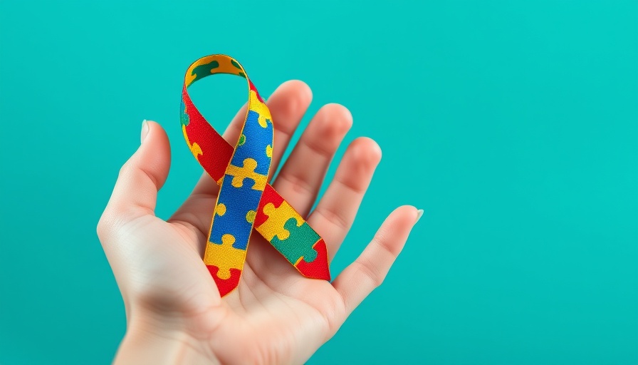 Colorful autism ribbon in hand symbolizes adult autism services in Muskegon.