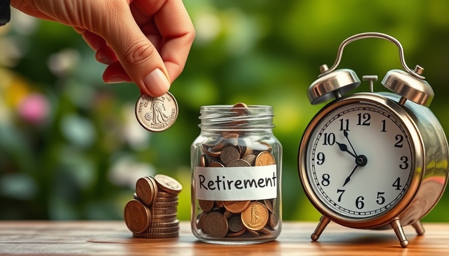 Retirement planning in 2025 visualized with savings jar and clock.