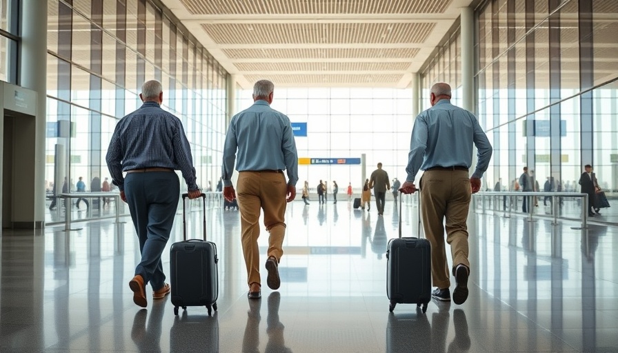 Senior men at airport benefiting from Air India senior citizen discounts.