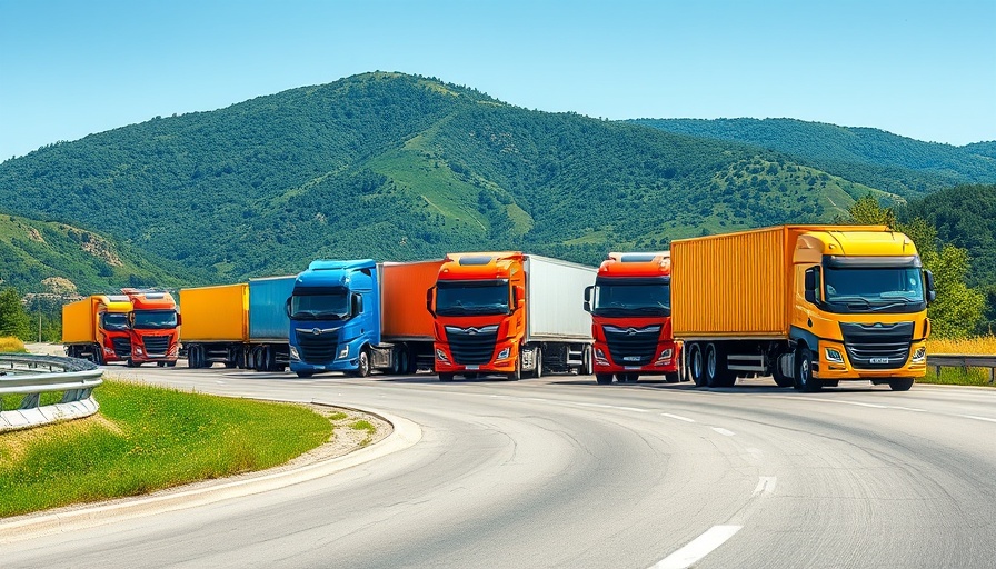 Cargo trucks on highway, monitoring driver's health and fatigue technology.
