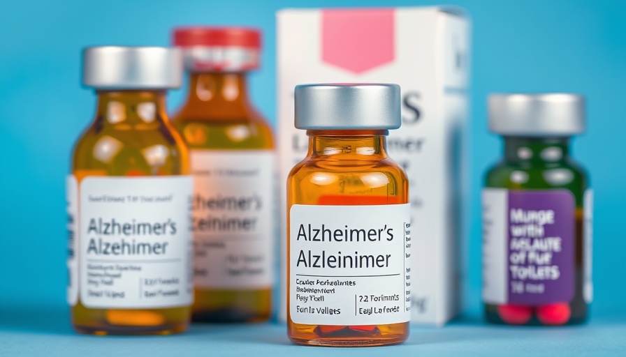 FDA approves at-home Alzheimer's shot, medication on blue background.