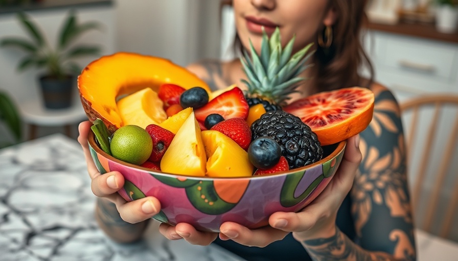 Healthy fruit bowl emphasizes diet and cancer prevention for seniors.