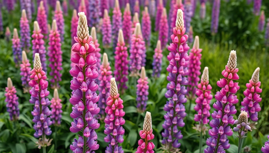 Field of lupines blooming in September, showcasing native plants.