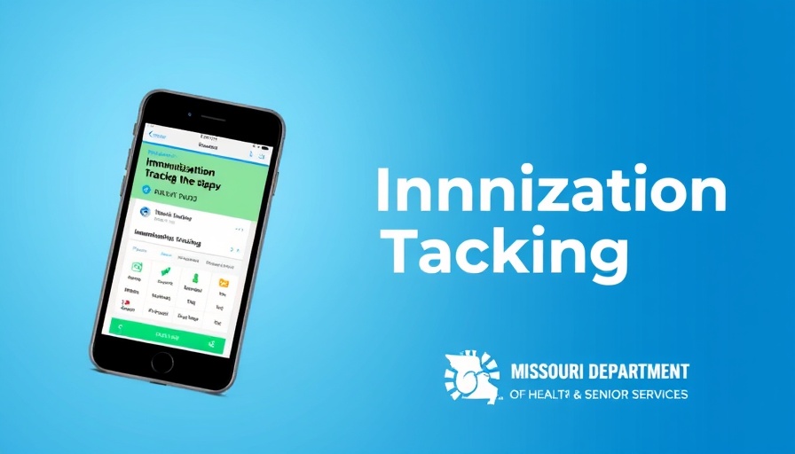 Immunization record tracking app Missouri promotion with smartphone.