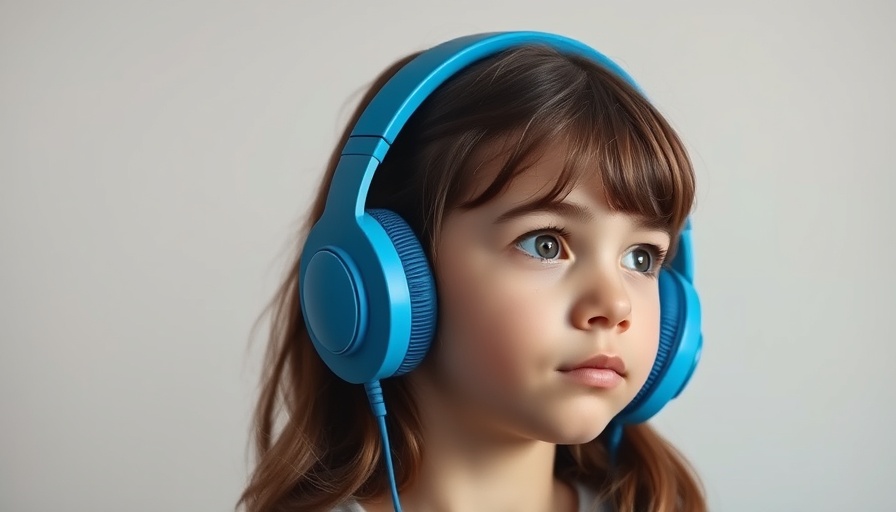 Thoughtful young girl wearing headphones as an alternative autism treatment.