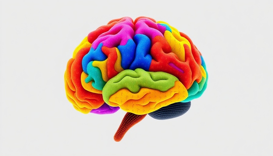 Illustration of brain models showing autism linked copy number variants with vibrant colors on a gray background.
