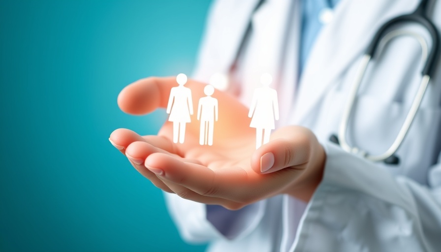 Doctor holding holographic family icons, 0% GST on health insurance.