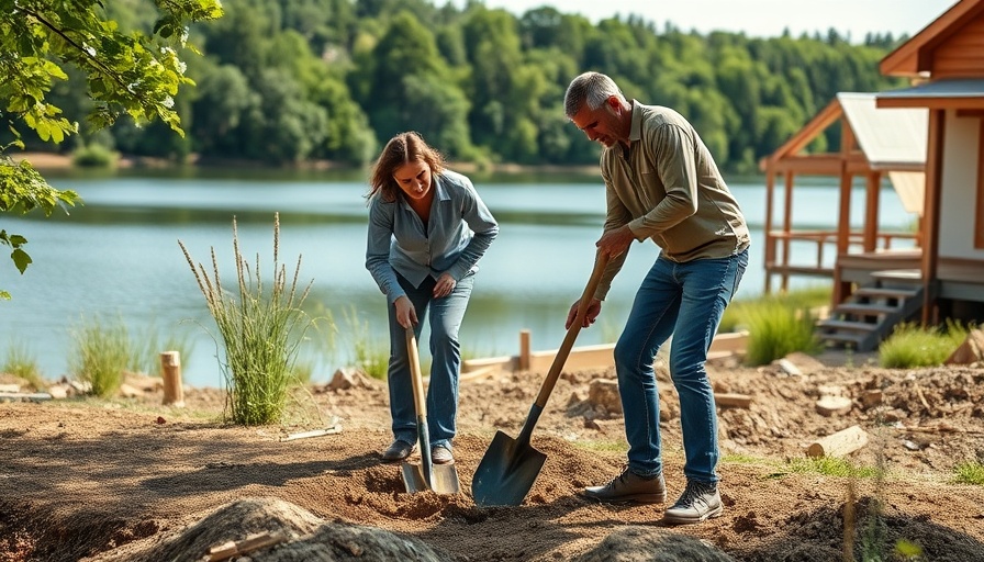 Groundbreaking at senior living facility in Aledo near a serene lake.