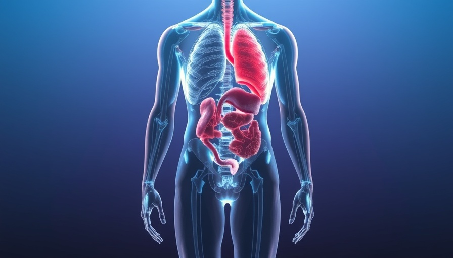 Illustration showing internal organs related to high blood pressure impact, focusing on potential kidney disease.