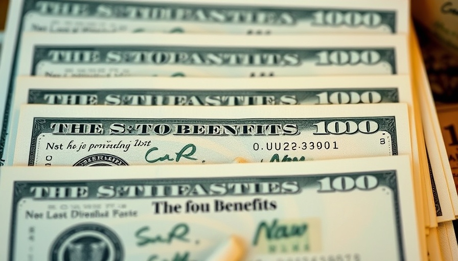 US Treasury checks for federal benefits in close-up view.