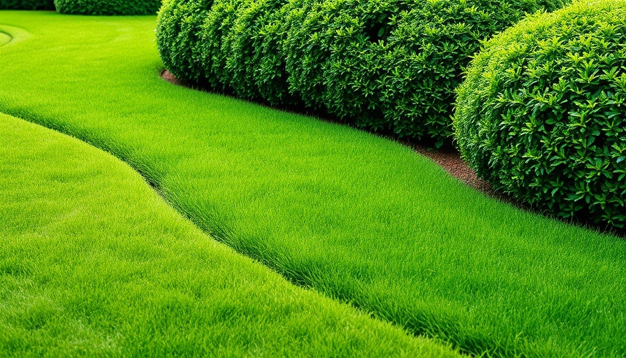 Curved lawn edging with dense green plants.