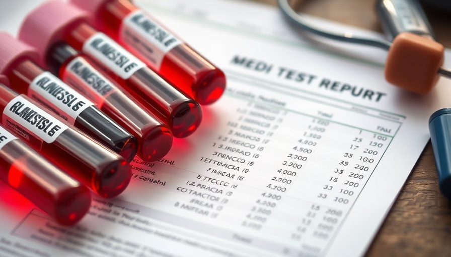 Blood test tubes on a medical report for Alzheimer’s disease detection.