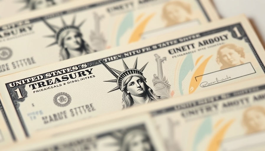 Close-up of U.S. Treasury checks for digital payments for federal benefits.