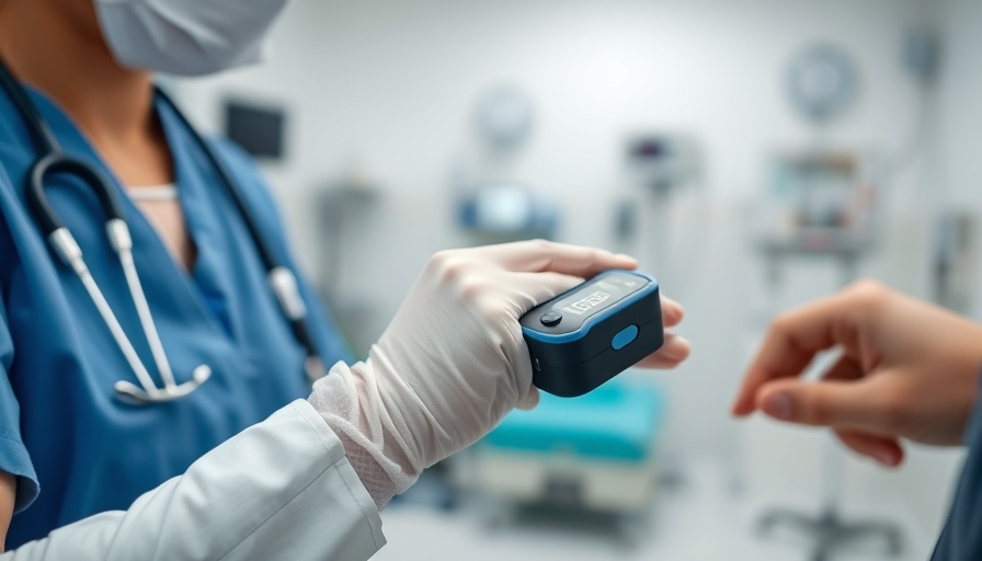 Wearable medical device being used in Muskegon clinic by healthcare worker.