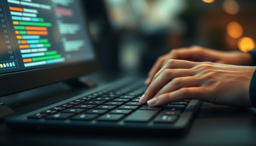 Hands typing rapidly on a keyboard, showcasing tech benefits.