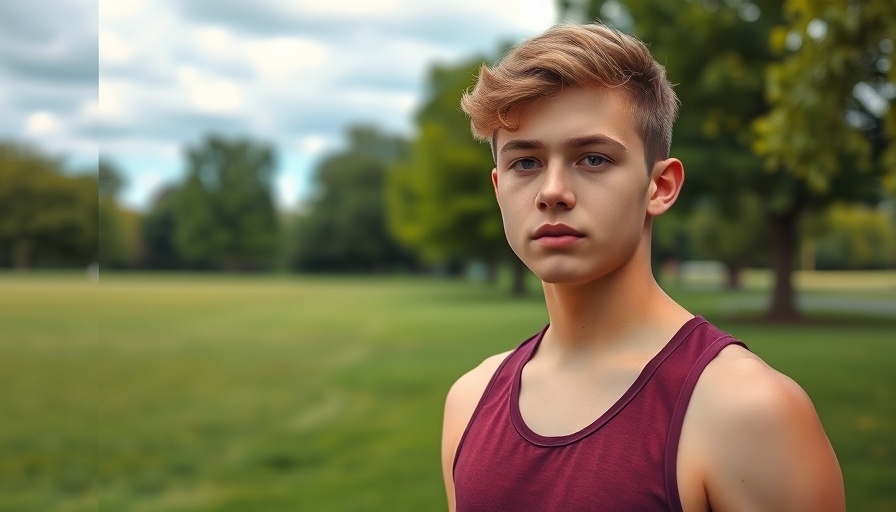 Young athlete in park for backwards marathon supporting autism awareness.