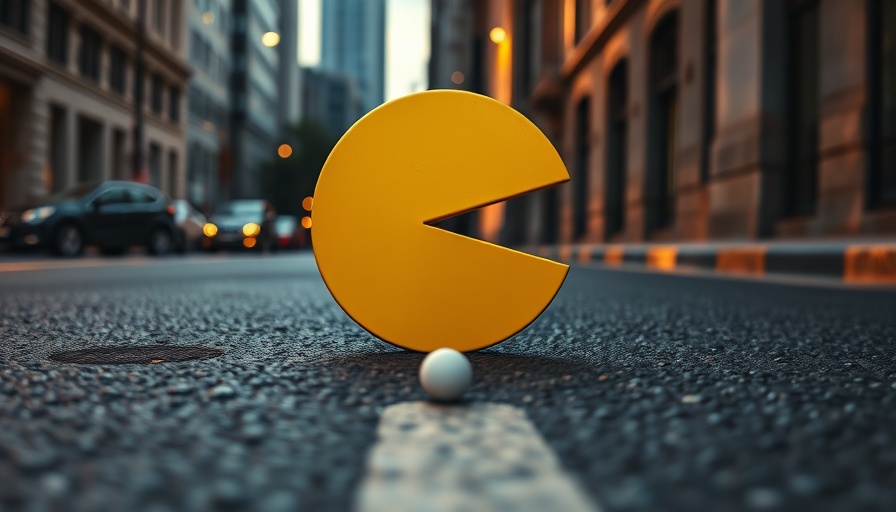 Yellow Pac-Man symbol on asphalt, related to PICALM gene variant Alzheimer's risk.