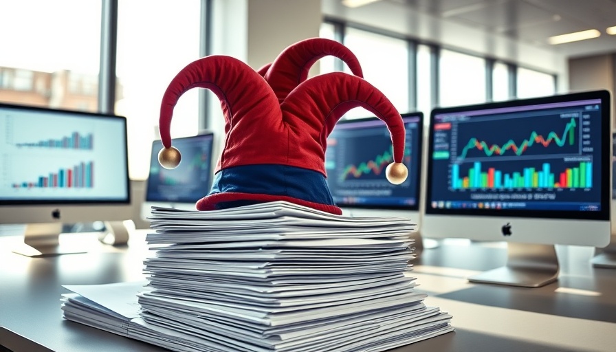 Limoneira revenue drop illustrated with jester hat on business reports.