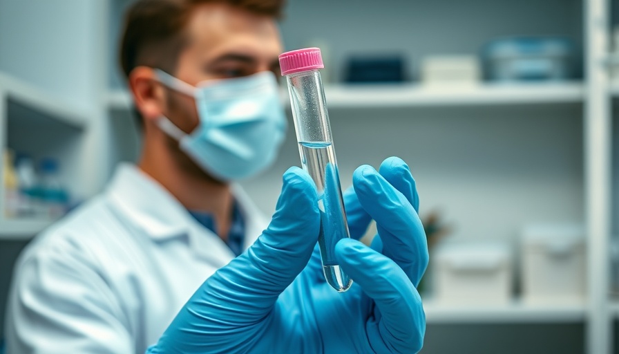 Scientist holding test tube in lab for HPV-associated cancer detection.