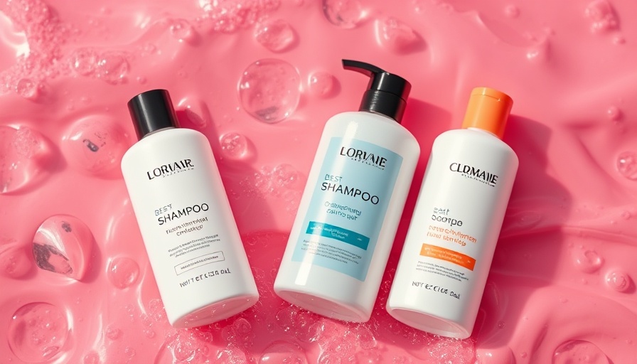 Three premium shampoos for thinning hair on pink bubbly surface.