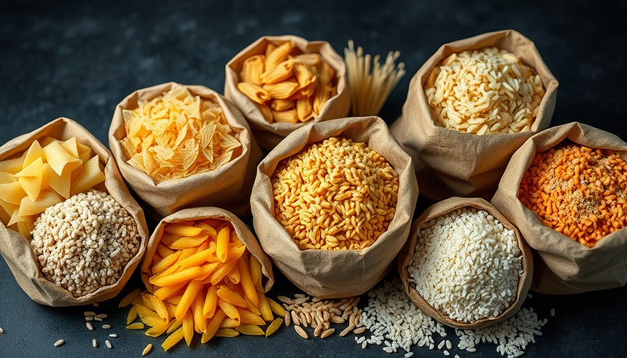 Assorted pasta and rice in rustic bags, GLP-1 alternative concept